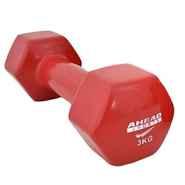 Imagem de Halter Sextavado em Vinil Ahead Sports 3kg Vermelho