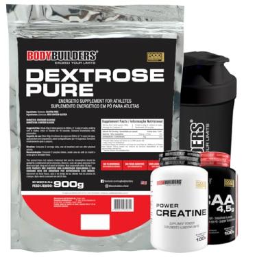 Imagem de Kit Dextrose 900g + Creatina 100g + BCAA 100g + Coqueteleira - Bodybuilders