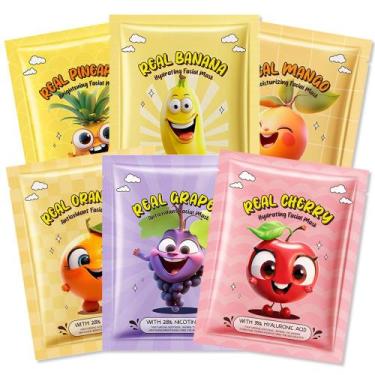 Imagem de Máscaras Faciais Kaely Fruit para Crianças - Kit com 6 Unidades