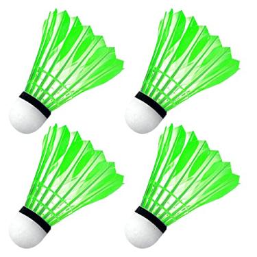 Imagem de YUANZ Badminton LED, pacote com 4 badminton, peteca de iluminação que brilha no escuro para atividades esportivas internas e externas (verde)