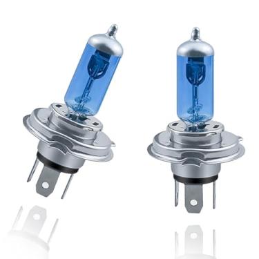 Imagem de Jitrendo Lâmpada de farol de halogênio H4 de 2 peças, 100 W 12 V, lâmpada de neblina frontal ultra branca, farol alto, farol baixo, lâmpada H4.