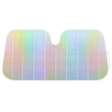 Imagem de BDK Sharper Image - Iridescente Sereia, folha de holograma, para-brisa frontal de camaleão, para-sol de acordeão duplo dobrável auto para-sol para caminhão de carro SUV 58 x 27 polegadas (SIAS-2531)