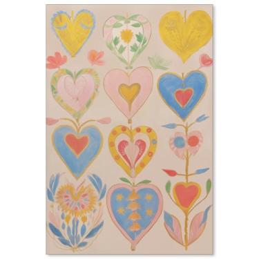 Imagem de Cartazes coloridos em tela de coração dos anos 70, carta de amor, arte de parede estética, feminino, dormitório, moderno, decoração de parede, presente para namorada, 40 x 61 cm, sem moldura