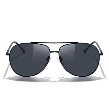 Imagem de MERRY'S Óculos de sol aviador para mulheres e homens, lentes espelhadas polarizadas com estojo - Óculos de sol polarizados para dirigir 60 mm, Armação preta/lente preta, Lens width: 60 millimeters