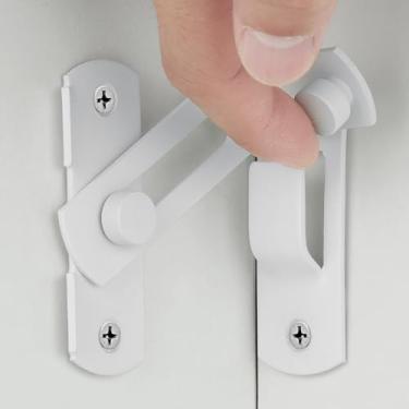 Imagem de INIRET 2 pacotes de trincos deslizantes, branco fosco 90 graus aço inoxidável bar portão trava de porta de segurança, porta deslizante, antigo, armário de vinho, aço carbono, fechaduras de porta de