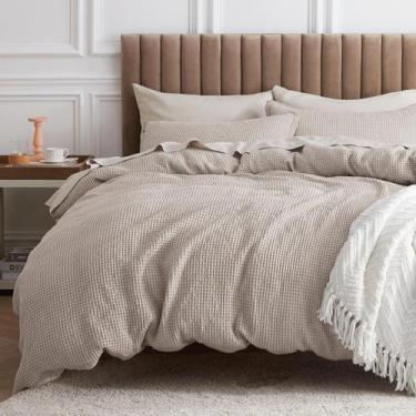 Imagem de Conjunto de capa de edredom Bedsure Cotton Waffle Weave Linen Cal King