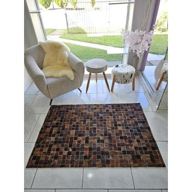 Imagem de Tapet De Couro Quadriculado Natural Bovino 2,00 x 1,50 m (Marron)