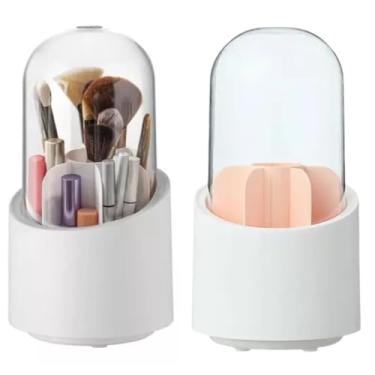 Imagem de Organizador de Pincéis Para Maquiagem Com Tampa Porta Pincel Lapis Rimel Giratorio