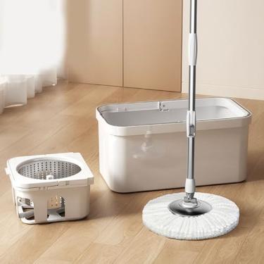 Imagem de 360 Graus Microfiber Spin Mop Bucket, Alça de Aço Inoxidável Mum de Spin Extensível Com Wringer, sistemas de Limpeza de Piso Seco Fácil para Madeira, Ladrilho, Laminado Com Alça