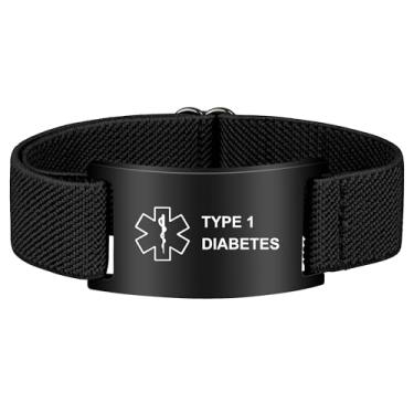 Imagem de Pulseira de alerta médico para mulheres e homens, pulseira de identificação de alerta médico ajustável para diabéticos D.N.R marcapasso epilepsia, One Size, Aço inoxidável, Sem Pedra Preciosa