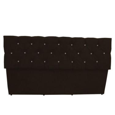 Imagem de Calçadeira Baú Paris Queen 160 cm Botão Strass Suede Marrom Do Lar Móv