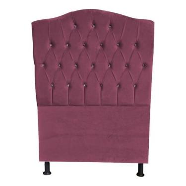Imagem de Cabeceira De Cama Box Princesa Solteiro 90 cm Botão Strass Suede Rosê 