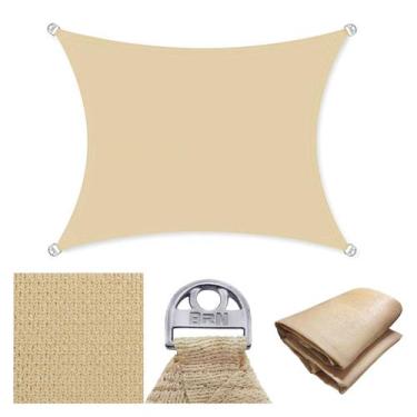 Imagem de Tela Toldo Sombreamento 90% Cor Areia Cobertura Decorativa 3,5x3,5 Met