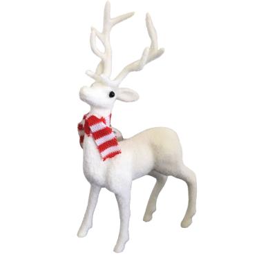 Imagem de Rena Decorativa Natalina Flocada Branca em Pé 24x16cm Saldão