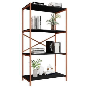 Imagem de Estante Livreiro Steel 90cm Estilo Industrial Com Pés Em Aço Cobre/preto Cobre/preto