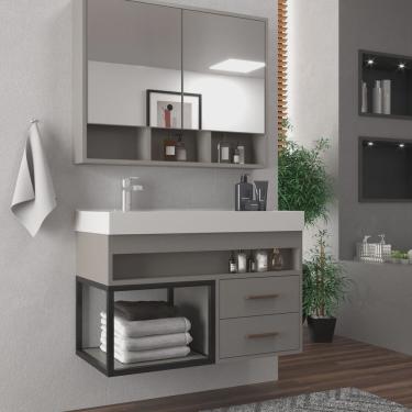 Imagem de Conjunto Balcao para Banheiro com Espelheira Avant 80