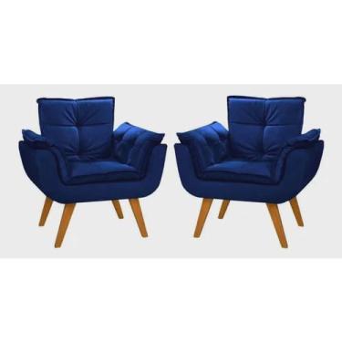 Imagem de Duas Poltronas Chesterfield Luxo Opala sala/recepão/escritório azul marinho