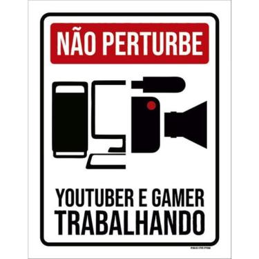 Imagem de Kit 3 Placas Não Perturbe Youtuber Gamer Trabalhando 36X46