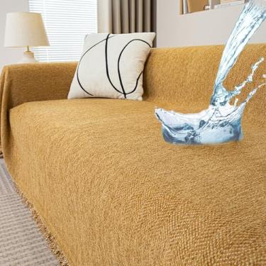 Imagem de Waterproof Couch Cover, Large Anti-Scratch and Wrinkle-Resistant Sofa Cover, Easy to Remove and Wash Sofa Cover, Pet-Friendly Wear-Resistant Sofa Cover for Living Room(Orange,71 * 134in)