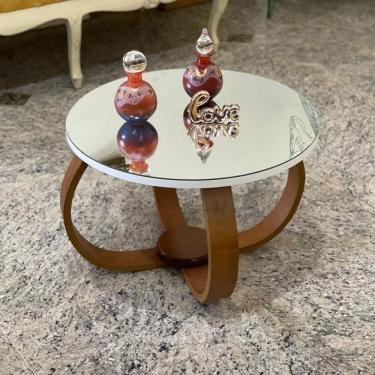 Imagem de Mesa De Centro E Lateral Pés Cebola 50x35cm Espelhada Cor Branco