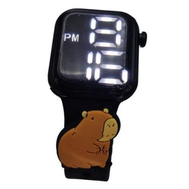 Imagem de Relógio Digital Infantil Capivara LED Pulseira Preta - Smactudo