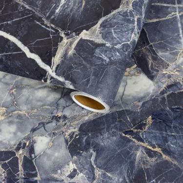 Imagem de VaryFloral Papel de contato de mármore azul fosco descasque e cole bancadas à prova d'água papel de parede de granito mármore envoltório de vinil para banheiro cozinha capas autoadesivas para mesa de