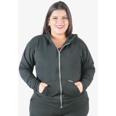 Imagem de Jaqueta Moletom Flanelada Feminina com Bolso e Capuz Inverno - Catwalk