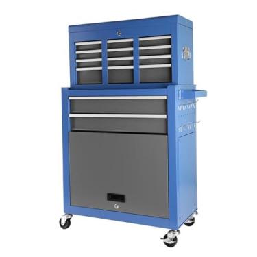 Imagem de HXLXWUSC Carrinho de ferramentas de rolamento, 108 cm de altura, com rodas, 8 gavetas, armário de ferramentas modular para oficina mecânica e garagem