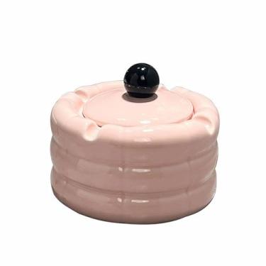 Imagem de Cinzeiro com tampa para mulher cinzeiros de mesa cinzeiro de mesa de cerâmica criativa para fumar para uso doméstico escritório ornamentos (tamanho: rosa)