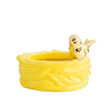 Imagem de Cinzeiro para mulheres fumadoras cinzeiros de mesa redondos de cerâmica criatividade moderna de moda para mesa de escritório em casa ornamentos (Yellow)