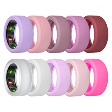 Imagem de sylacor Capa de anel para Oura Ring Gen 4/Gen 3, capa protetora de anel de silicone elástico antiarranhões para homens mulheres malhando academia (10 cores-2, M (11/12/13/14/15))