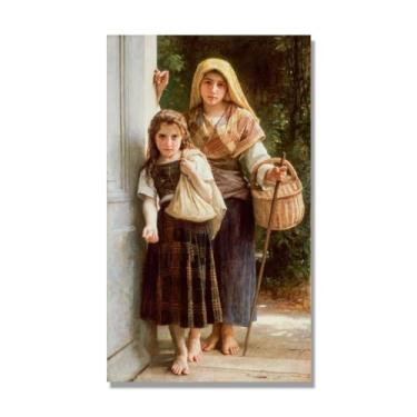Imagem de NHLDZYH William Adolphe Bouguereau, impressão clássica, (o pequeno mendigo), póster temático de mitologia grega, decoração de parede para cozinha, quarto. 50 x 85 cm apenas tela