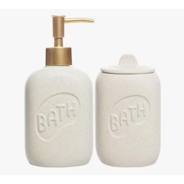 Imagem de Cj 2 Pecas Para Banheiro De Ceramica Letters Bege Adicionar aos favori