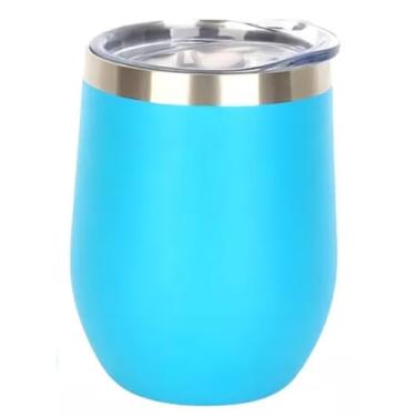 Imagem de Copo Cuia Térmico Inox com Tampa Antivazamento 360ML-(NORMAL) -Ciano