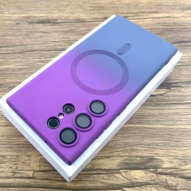 Imagem de Capa de silicone gradiente para Samsung Galaxy S24 S23 S22 S21 S20 Ultra Plus FE Note 20 10 S 24 23 22 S20FE Charge Cover, roxo cinza, para Samsung S24 Plus