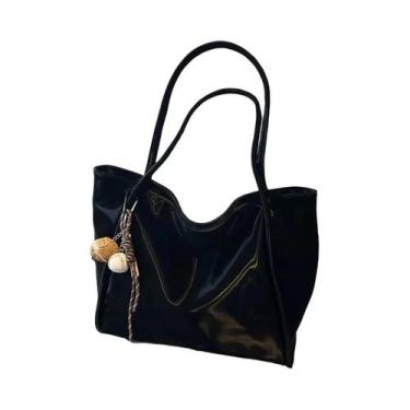 Imagem de Bolsa Tote Feminina Grande de Couro PU Preto - Modelo Cupido Love, Pre