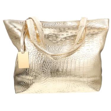Imagem de DEARMAMY Bolsa feminina de couro PU de grande capacidade, bolsa de ombro de designer de moda, dourada, 40 x 10 x 30 cm, Dourado, Size 1