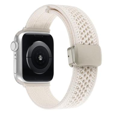 Imagem de Pulseira de tecido de nylon compatível com Apple Watch séries Ultra 10, 9, 8, 7, 6, 5, 4, 3, 2 e 1 de 38 mm, 40 mm, 40 mm, 41 mm, 42 mm, 44 mm, 46 mm, 49 mm, Starlight, 38/40/41 mm