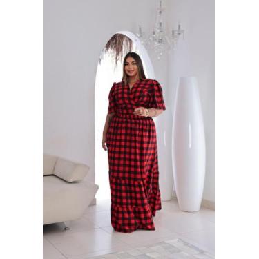 Imagem de Conjunto Vitória saia longa e croped xadrez plus size disponível até G