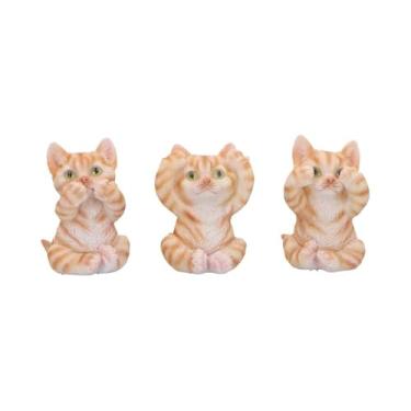 Imagem de Nemesis Now Three Wise See No Evil Hear No Evil Speak No Evil Figurines, adorável resina pintada à mão colecionáveis e presente - gatos malhados