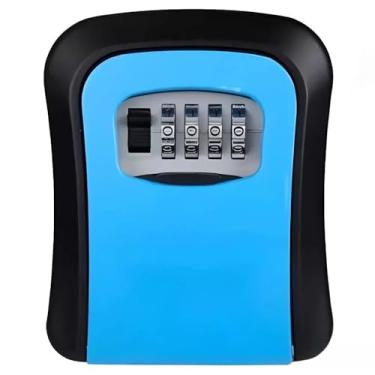 Imagem de Cadeado Caixa Segredo Cofre Parede Guarda Chaves Segurança Objetos Azul