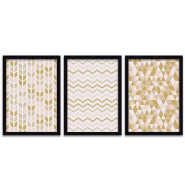 Imagem de Conjunto Quadros Decorativos 3 pçs 20x30 Formas Geométricas