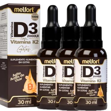 Imagem de Kit 3 Frascos De Vitamina D3 2000 UI + Vitamina K2 - Original