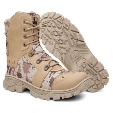 Imagem de Bota Tática Commander Couro e Lona Reforçada Coturno Robusto-Masculino