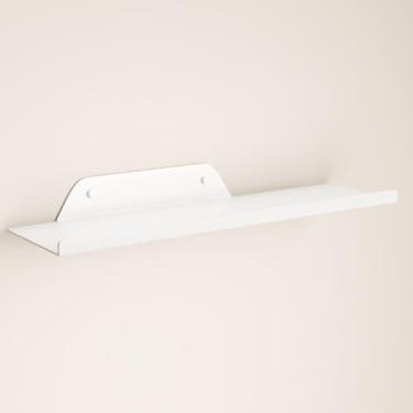 Imagem de dancrul Prateleira flutuante para parede, prateleira de metal fora do centro para decoração, prateleira de parede moderna para armazenamento com bordo, prateleira suspensa para sala de estar, quarto