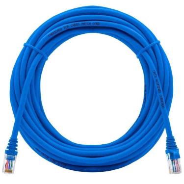Imagem de Cabo Rede Cat6 20m Com Rj45 Crimpado Azul Lan Utp 20 Metros