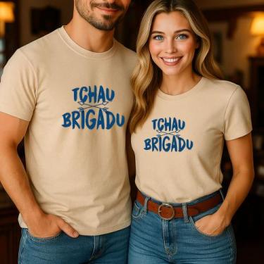 Imagem de Camiseta Algodão Unissex Casal Country Estampa Tchau Brigadu Modinha R