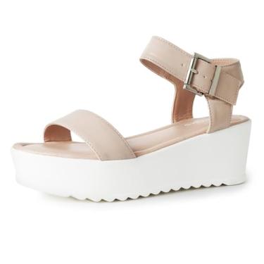 Imagem de J.Adams – Sandálias femininas plataforma de surfe, bico aberto, grosso, salto médio, largo, bloco de verão, alpargata, plataforma, plataforma – Sapatos rasos confortáveis casuais para caminhada vegana