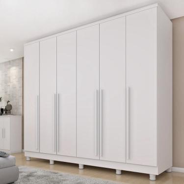 Imagem de Guarda-Roupa Casal 6 Portas 8 Gavetas Puxador MDF 270cmcom pés Portugal Espresso Móveis Neve