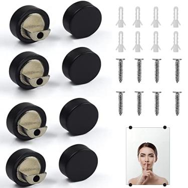 Imagem de kaileyouxiangongsi Conjunto De 8 Clipes Vidro Flutuantes Para Espelho Liga Zinco - Suporte/Clipe Espelhos Parede Banheiro, Cômoda, Folha Suporte Com Fixação Por Prego (Preto)